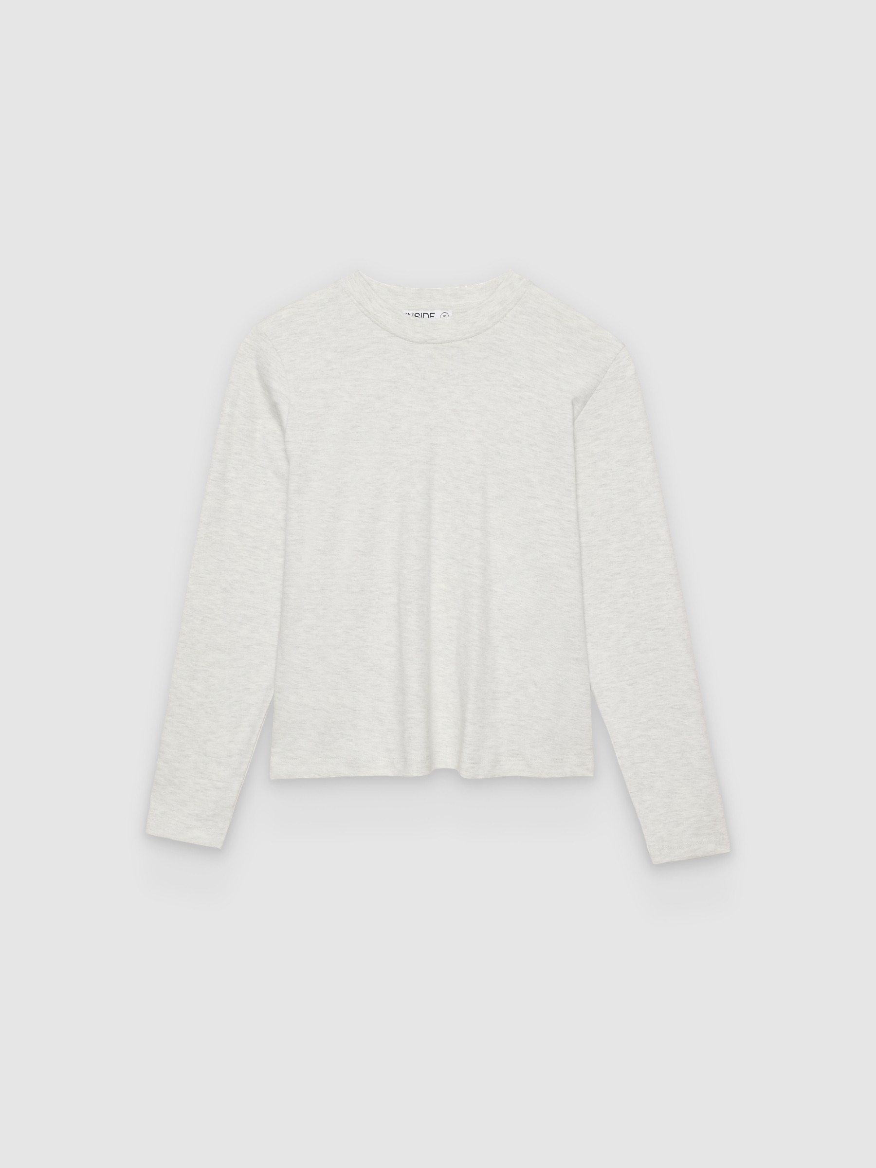 %Pto% Basic cotton long-sleeve Tshirt light melange front view