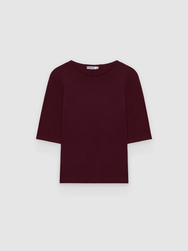  Camiseta oversize lisa granate oscuro vista frontal