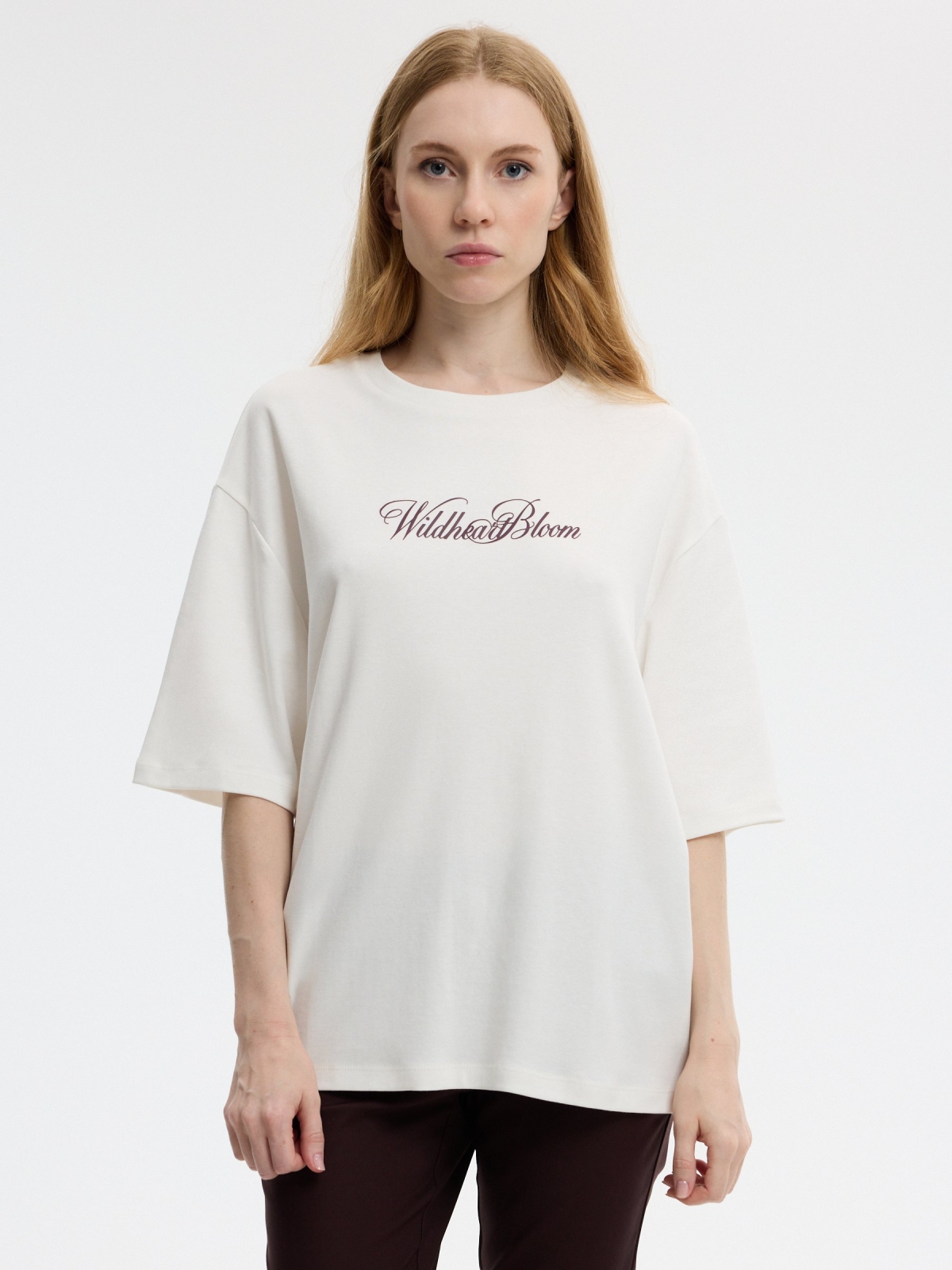 Printed oversized Tshirt off white middle front view