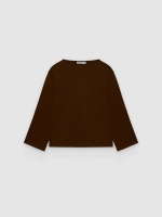 %Pto% Camiseta básica manga larga cuello barco chocolate vista frontal