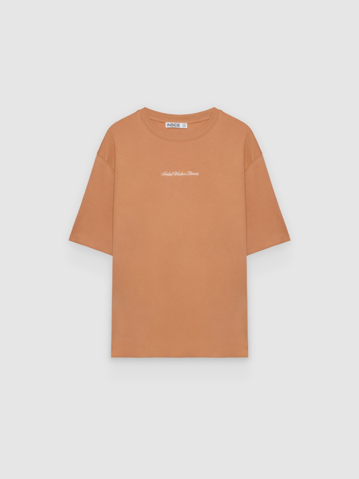 %Pto% Oversized cotton t-shirt text earth brown front view