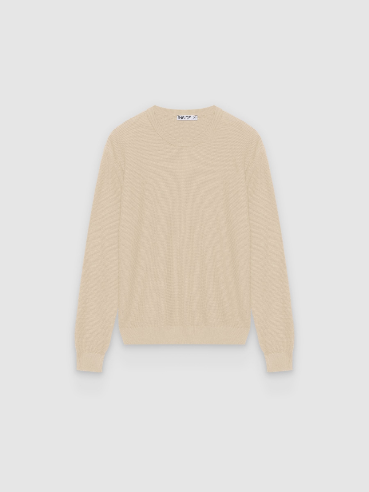 %Pto% Jersey regular de punto liso cuello redondo crudo vista frontal