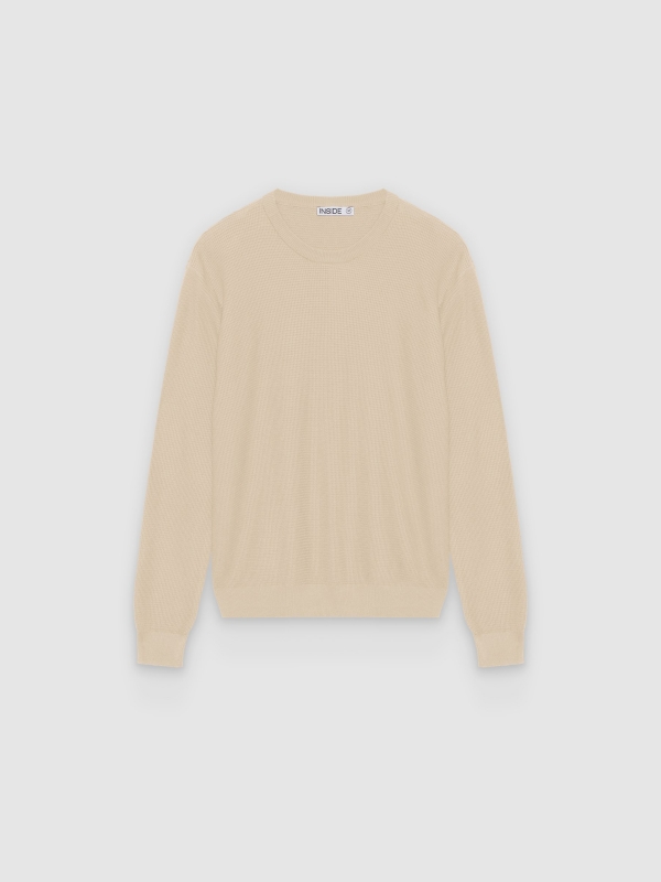  Jersey regular de punto liso cuello redondo crudo vista frontal