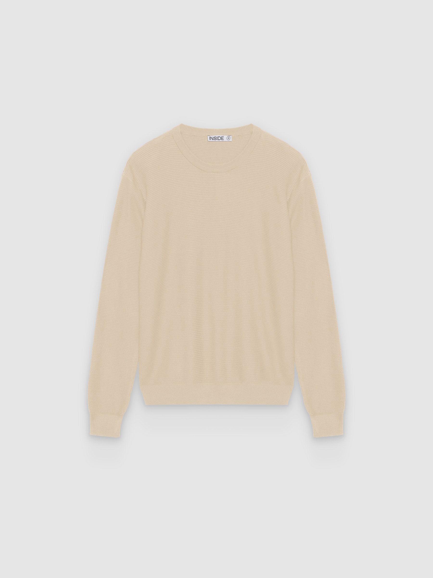  Regular plain-knit crew-neck sweater raw front view