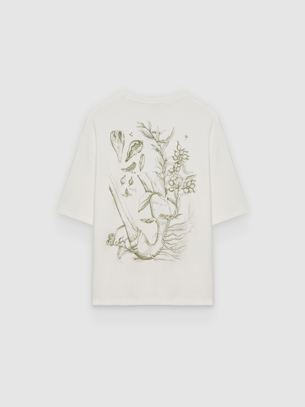 Camiseta oversize algodón texto blanco roto vista trasera