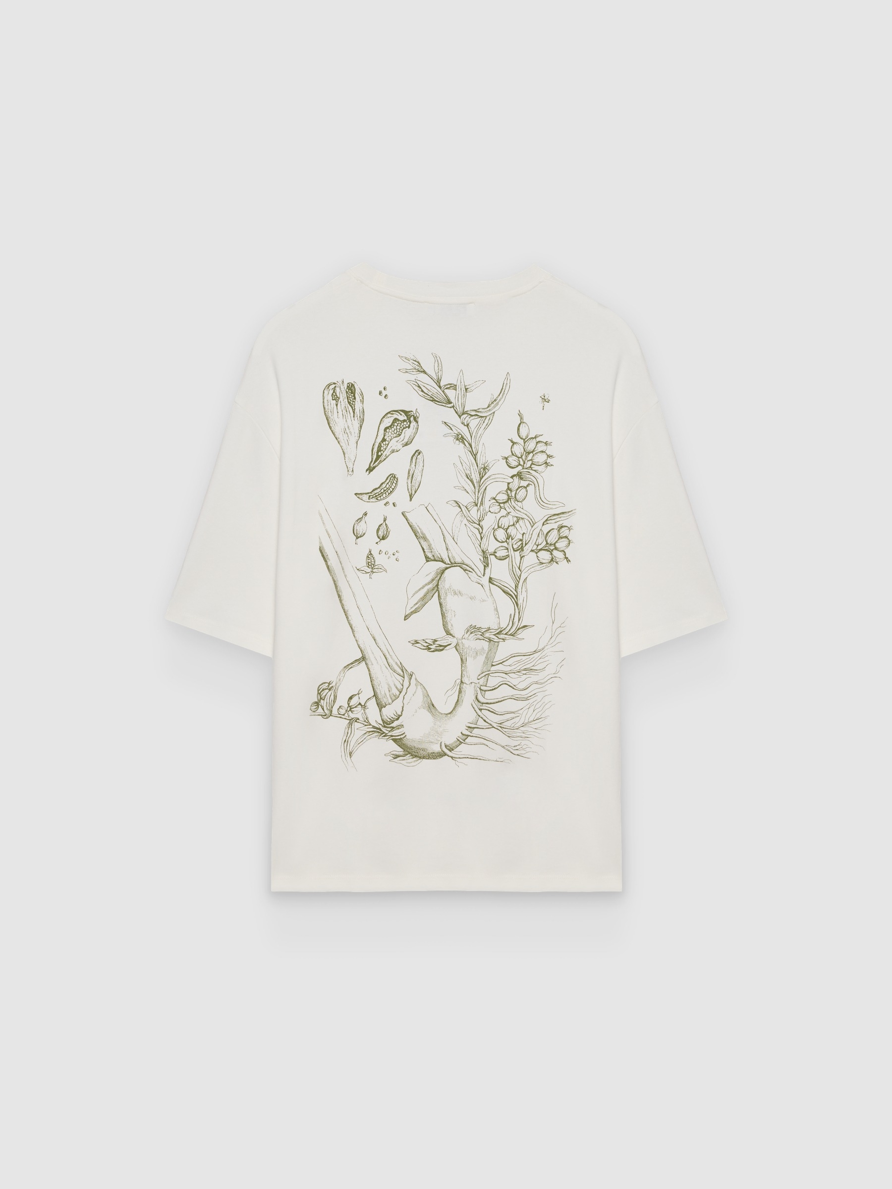 Camiseta oversize algodón texto blanco roto vista media frontal