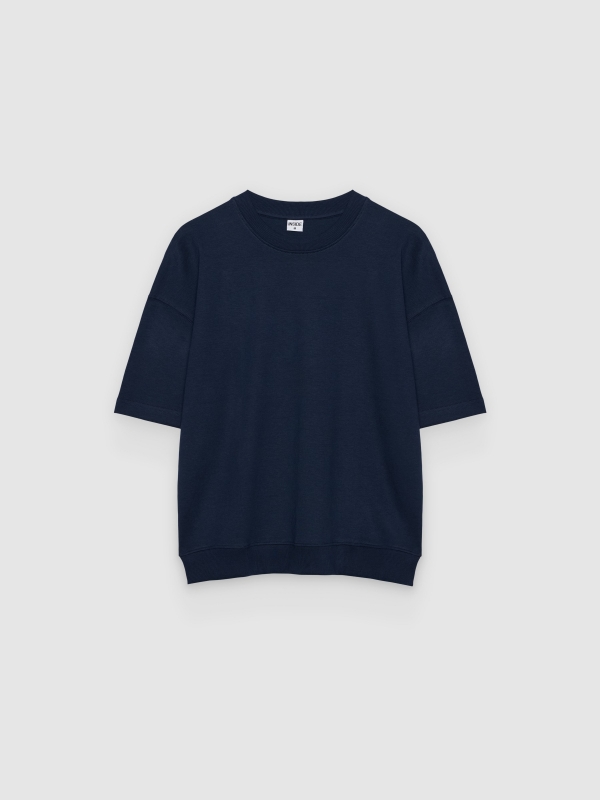  Plain short-sleeve T-shirt navy front view
