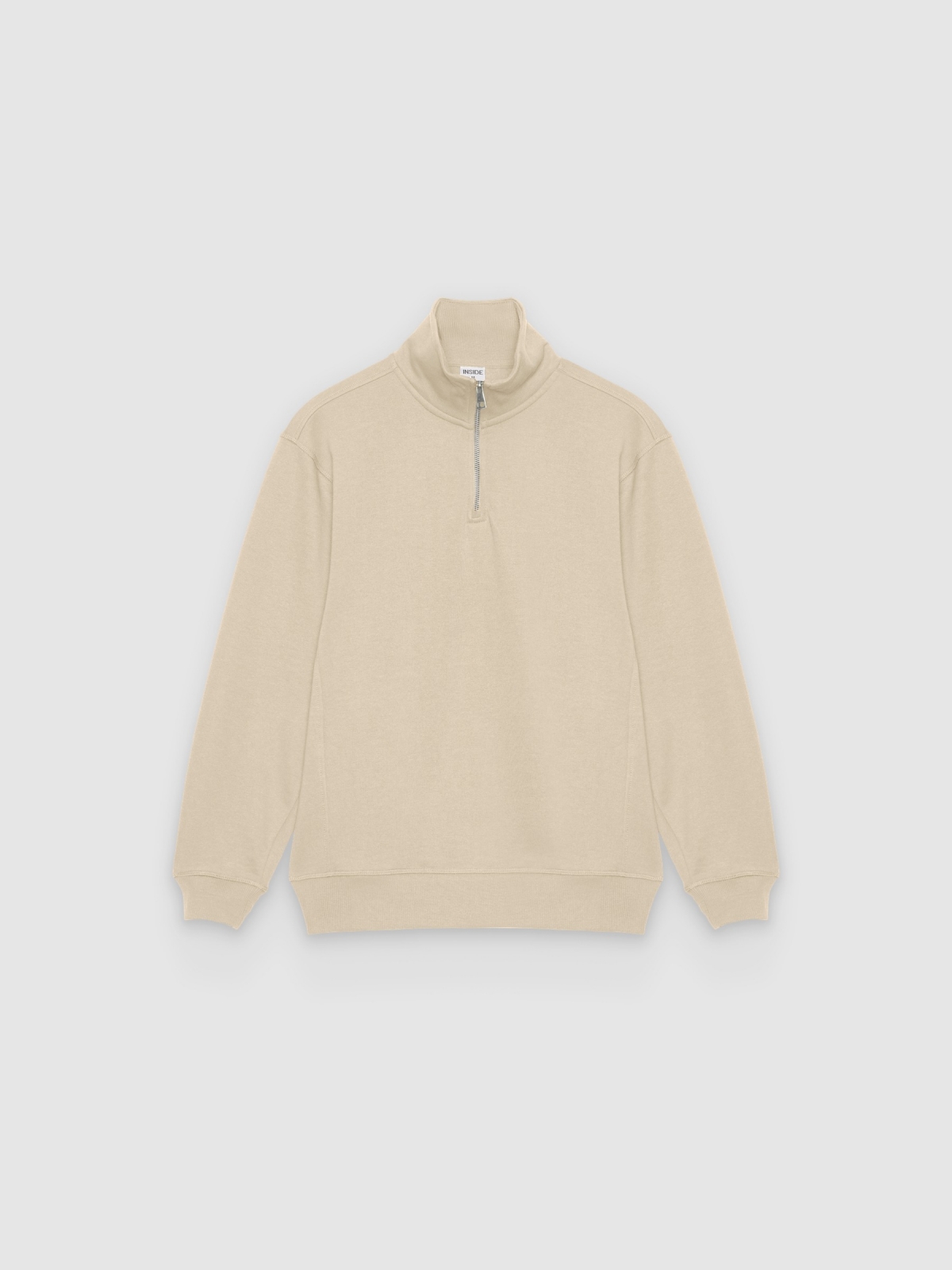 %Pto% Plain zip-up mock-neck sweatshirt raw front view