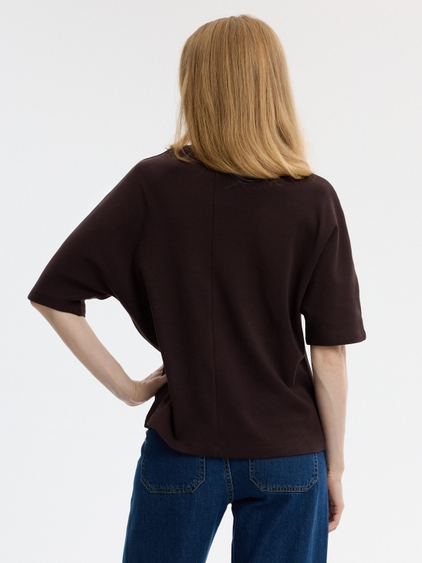 Oversized rustic dog T-shirt chocolate middle back view