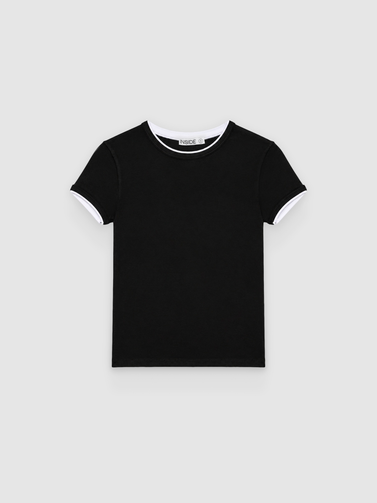 %Pto% Camiseta doble manga slim viscosa negro vista frontal