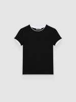 %Pto% Camiseta doble manga slim viscosa negro vista frontal