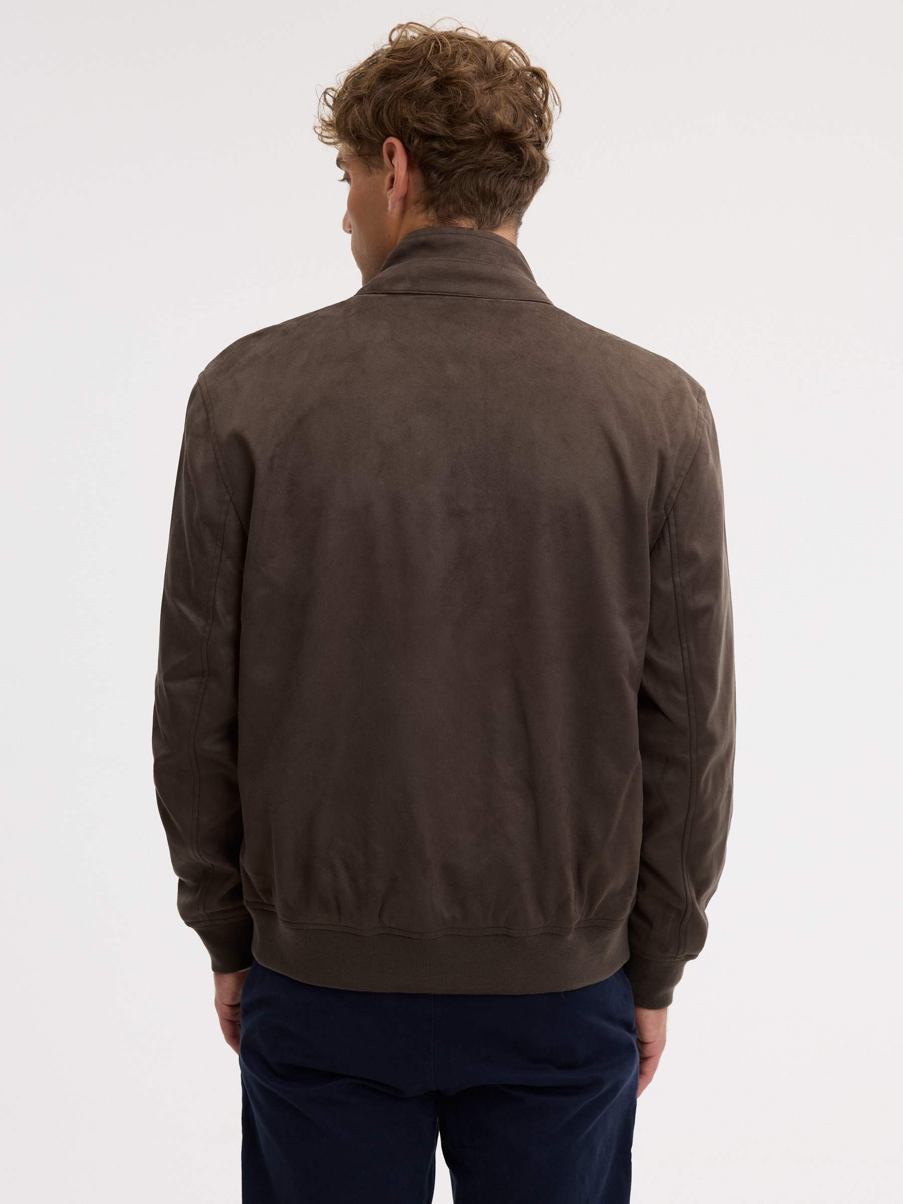Quilted suede jacket brown middle front view