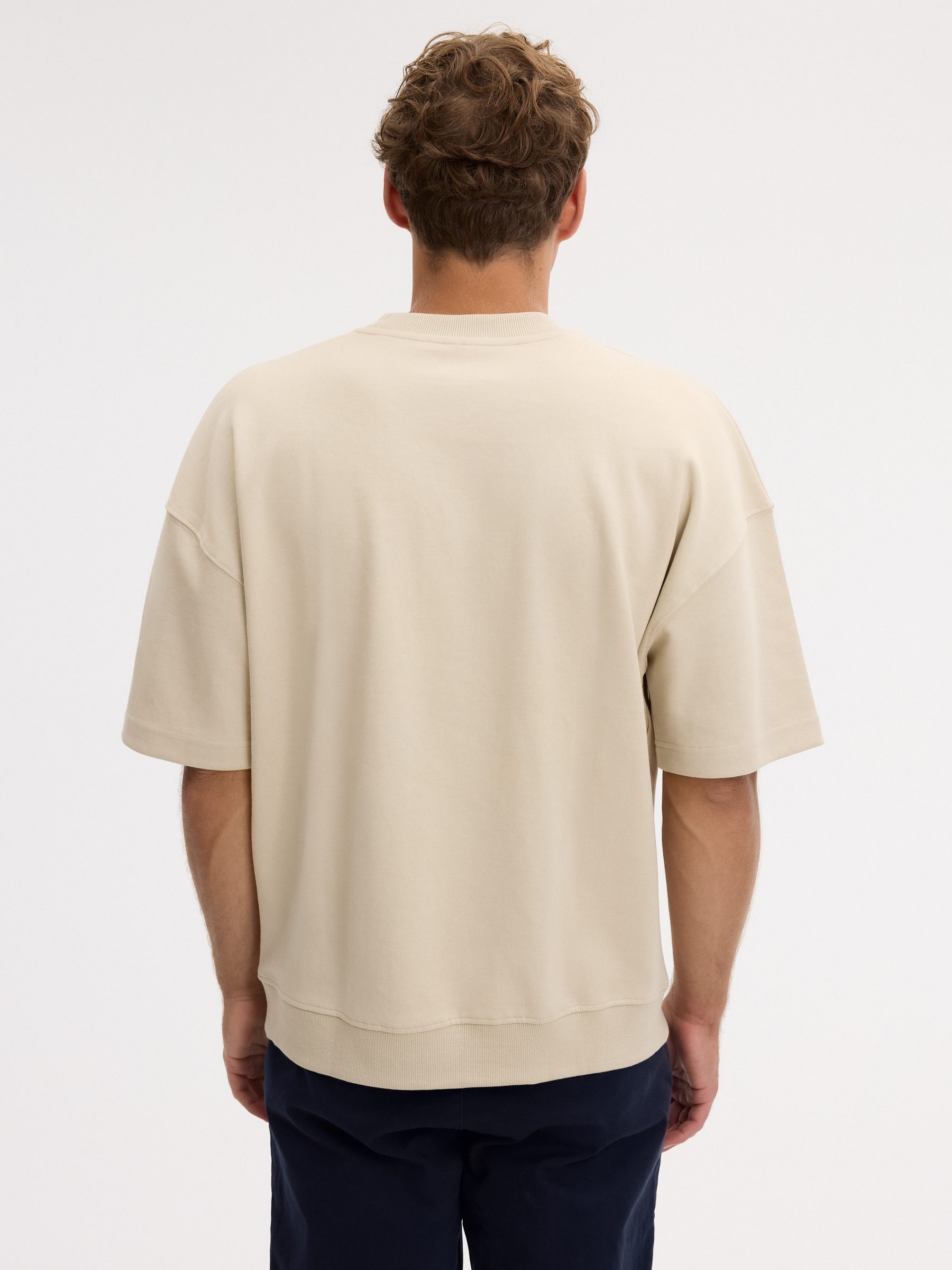 Camiseta lisa manga corta crudo vista media frontal