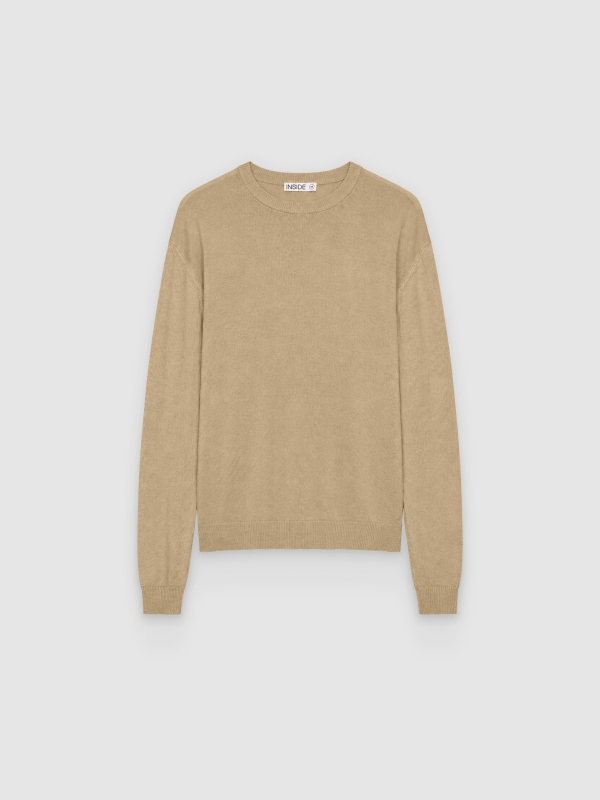  Jersey punto liso cuello redondo beige vista frontal