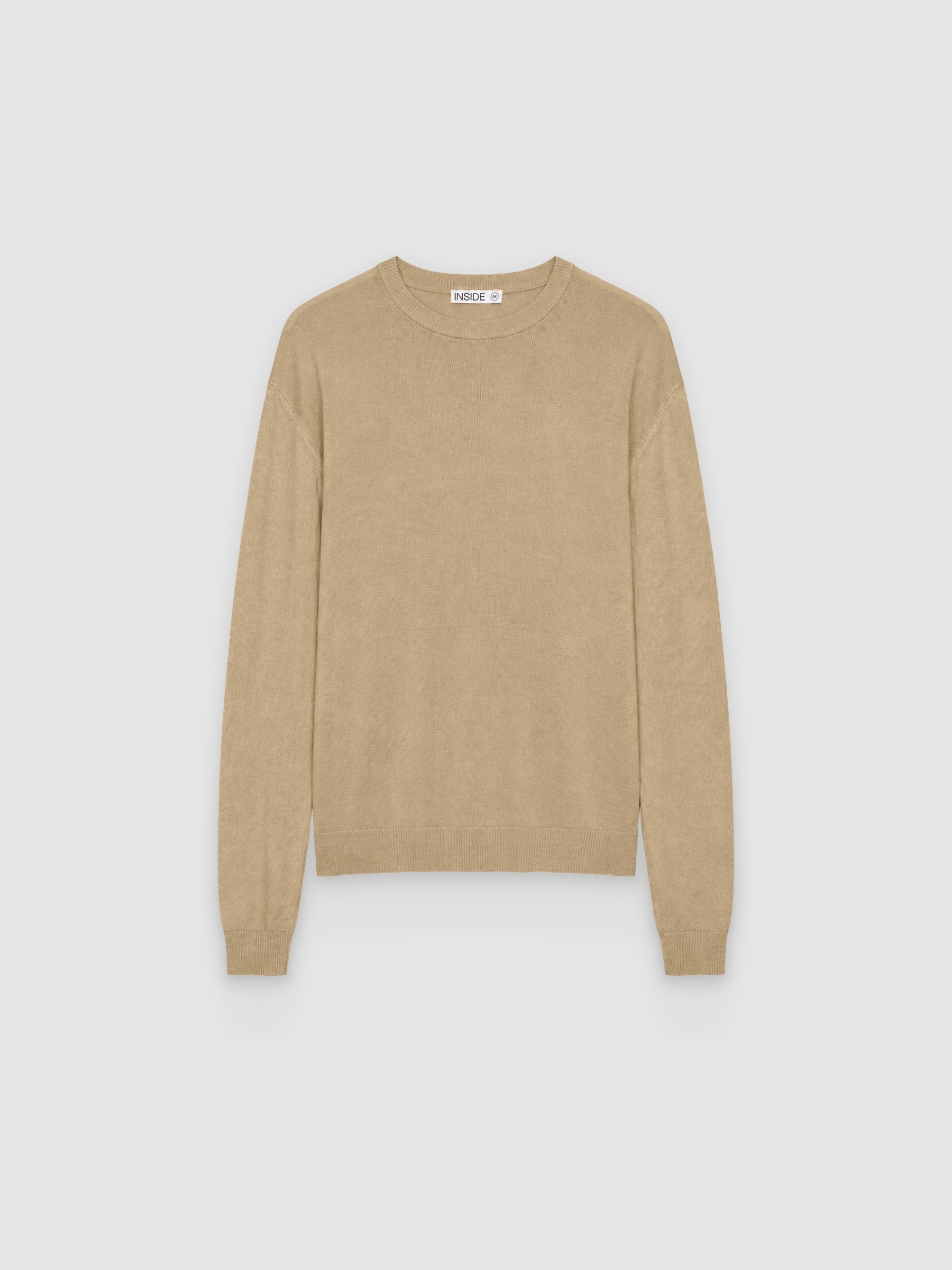 Jersey punto liso cuello redondo beige vista media frontal