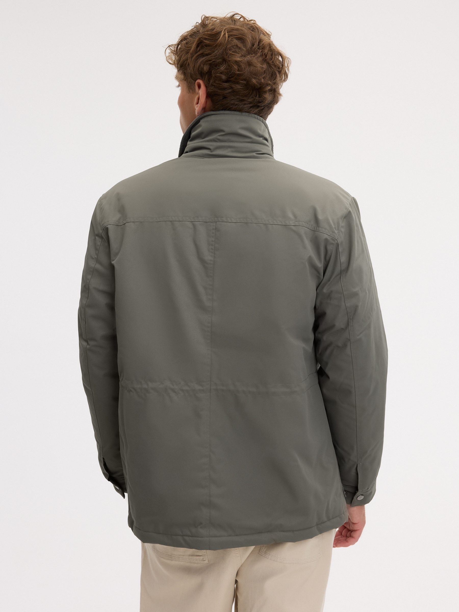 Quilted jacket khaki middle front view