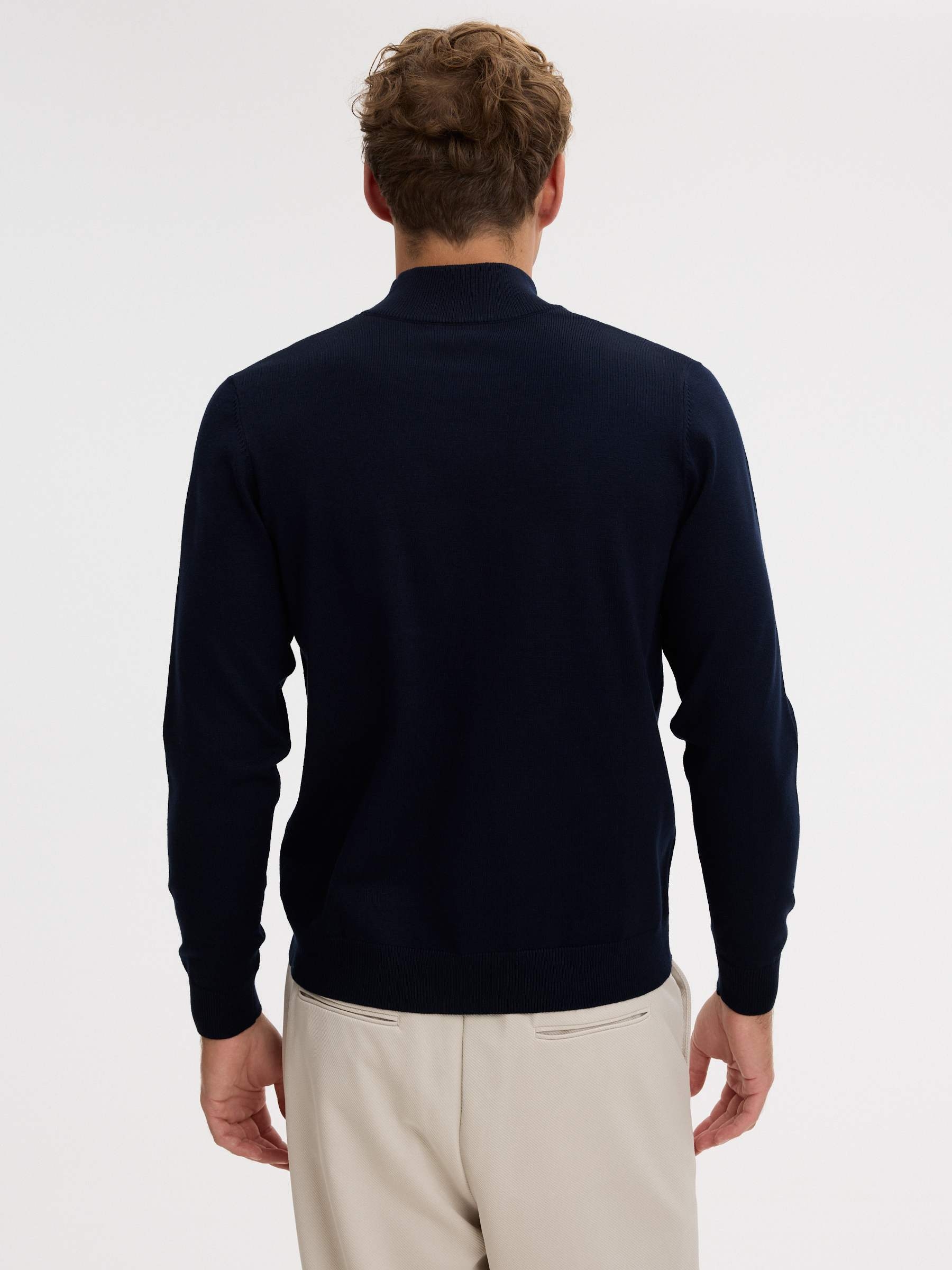 Basic regular turtleneck sweater navy middle front view