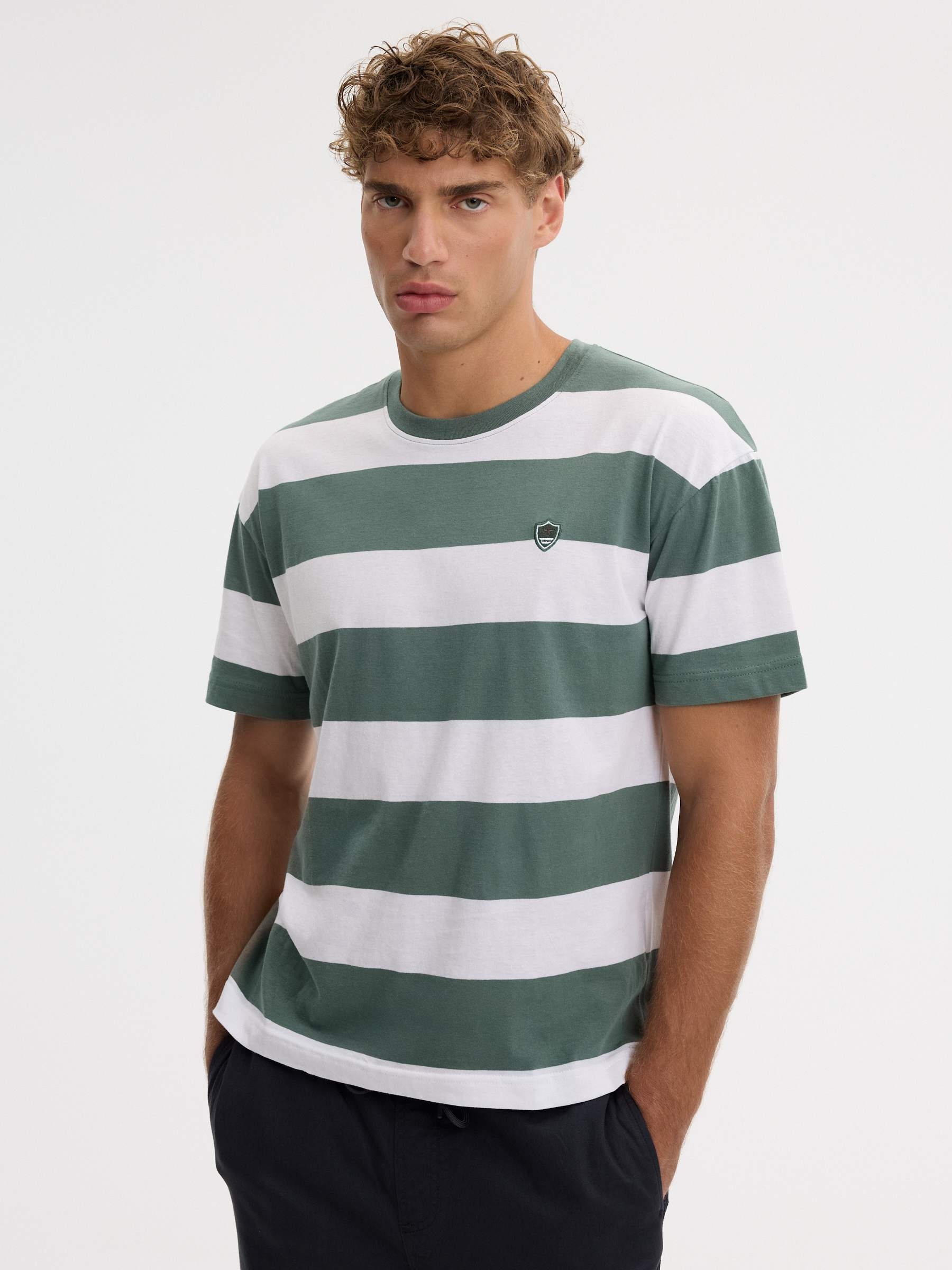 Striped sailor shirt green middle front view