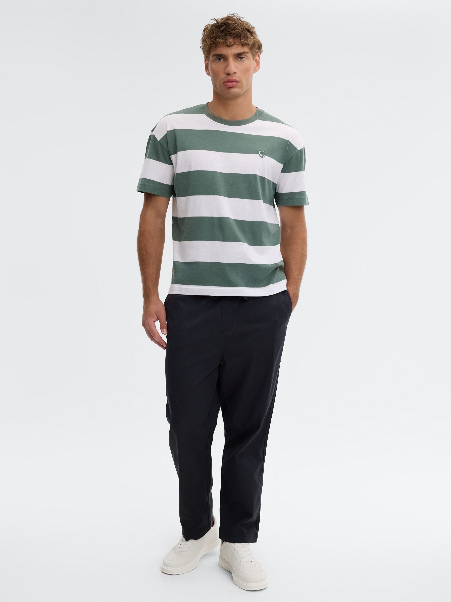 Striped sailor shirt green middle front view
