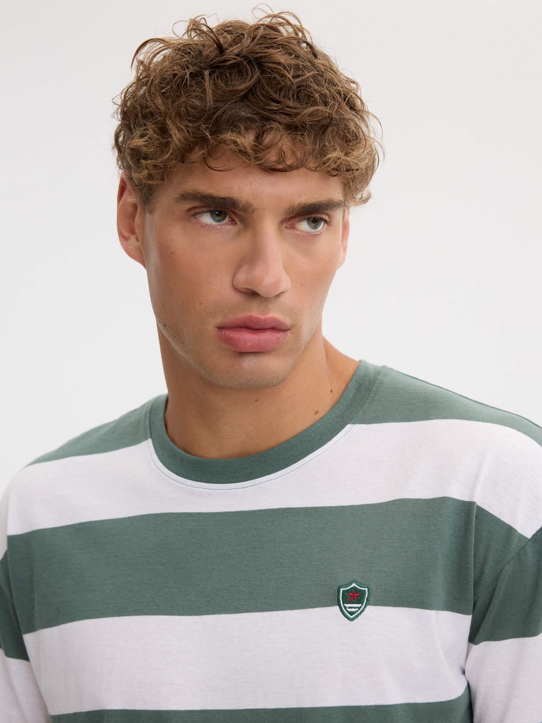 Striped sailor shirt green middle front view