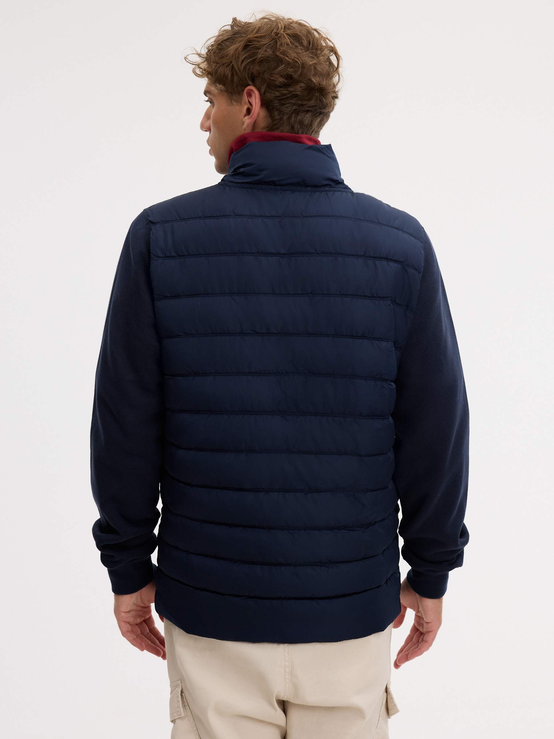 Padded regular nylon jacket navy middle front view