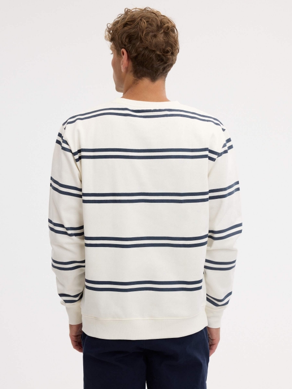 Sudadera rayas felpa oversized crudo vista media trasera