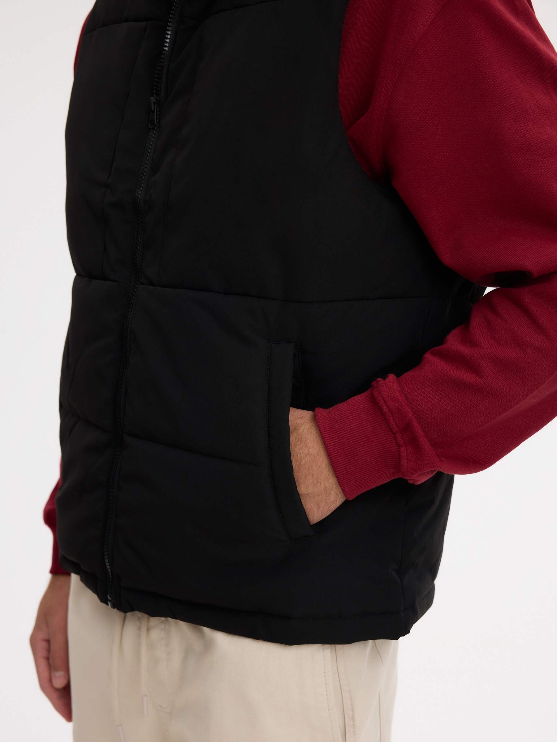 Chaleco multibolsillos nylon negro vista media frontal