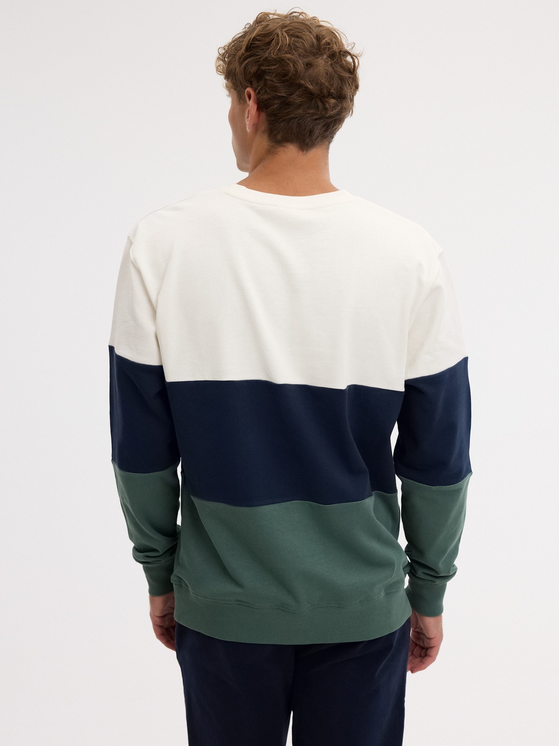Sudadera color block oversize verde vista media frontal