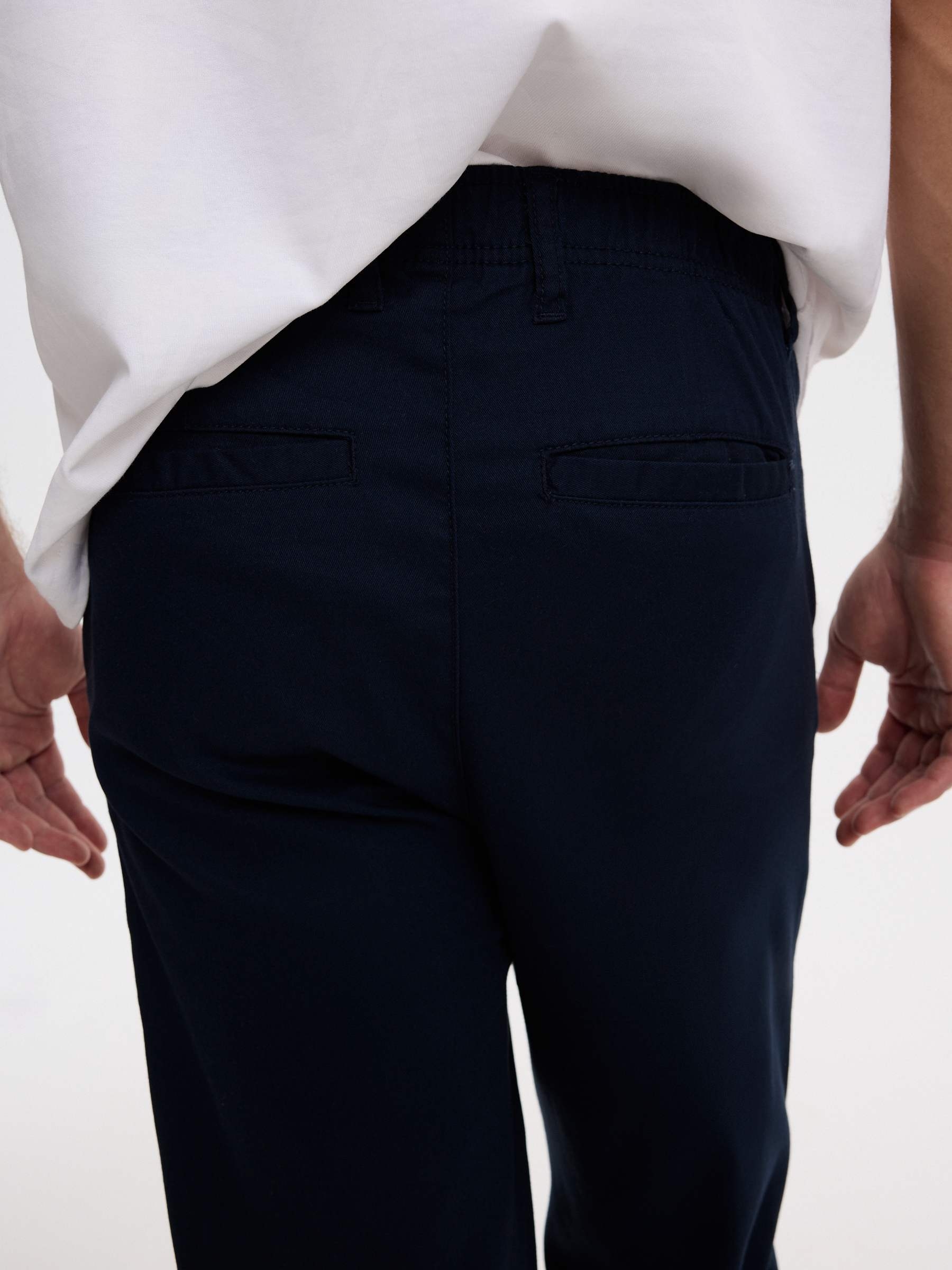 High-rise straight chino pants navy front view