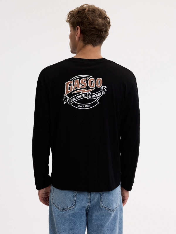 Camiseta motor manga larga negro vista media trasera