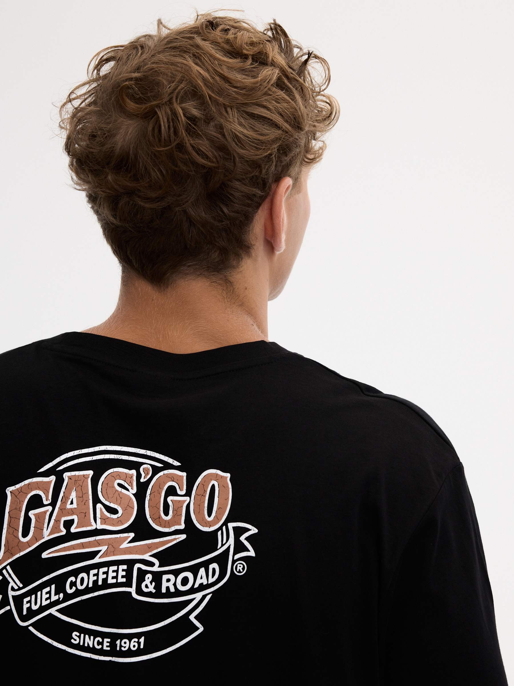 Long-sleeve motor T-shirt black middle front view