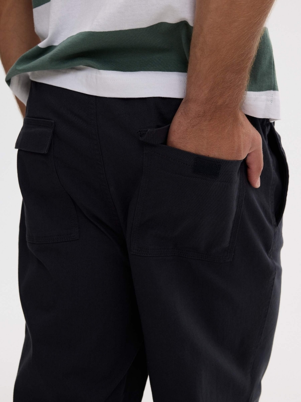 High-waisted cotton jogger navy detail view