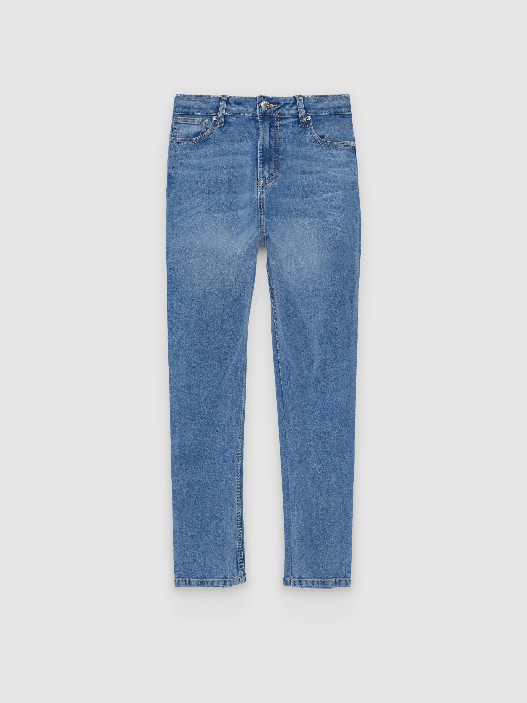 Jeans mid rise skinny push up azul claro vista general frontal