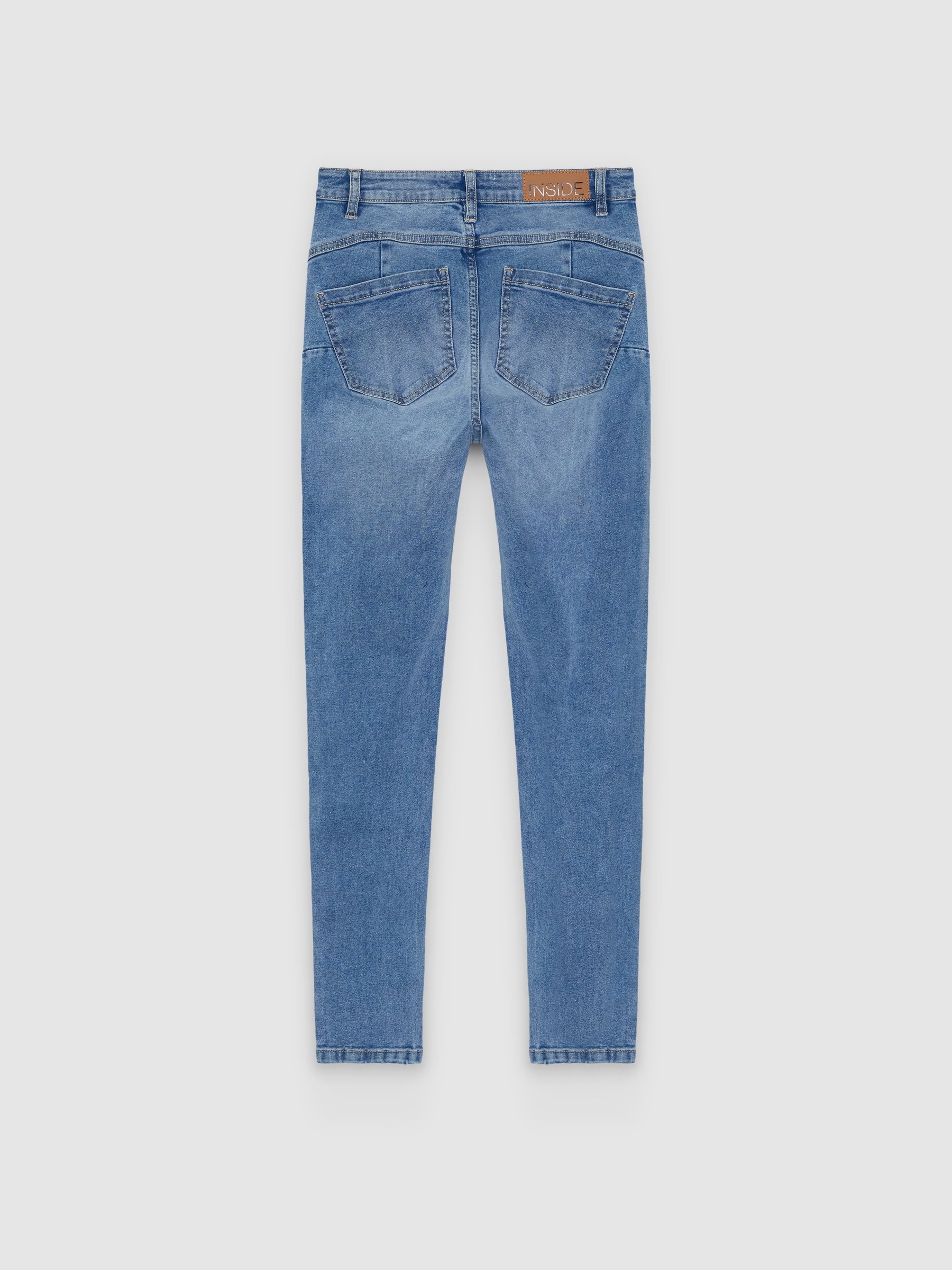 Jeans mid rise skinny push up azul claro vista general frontal