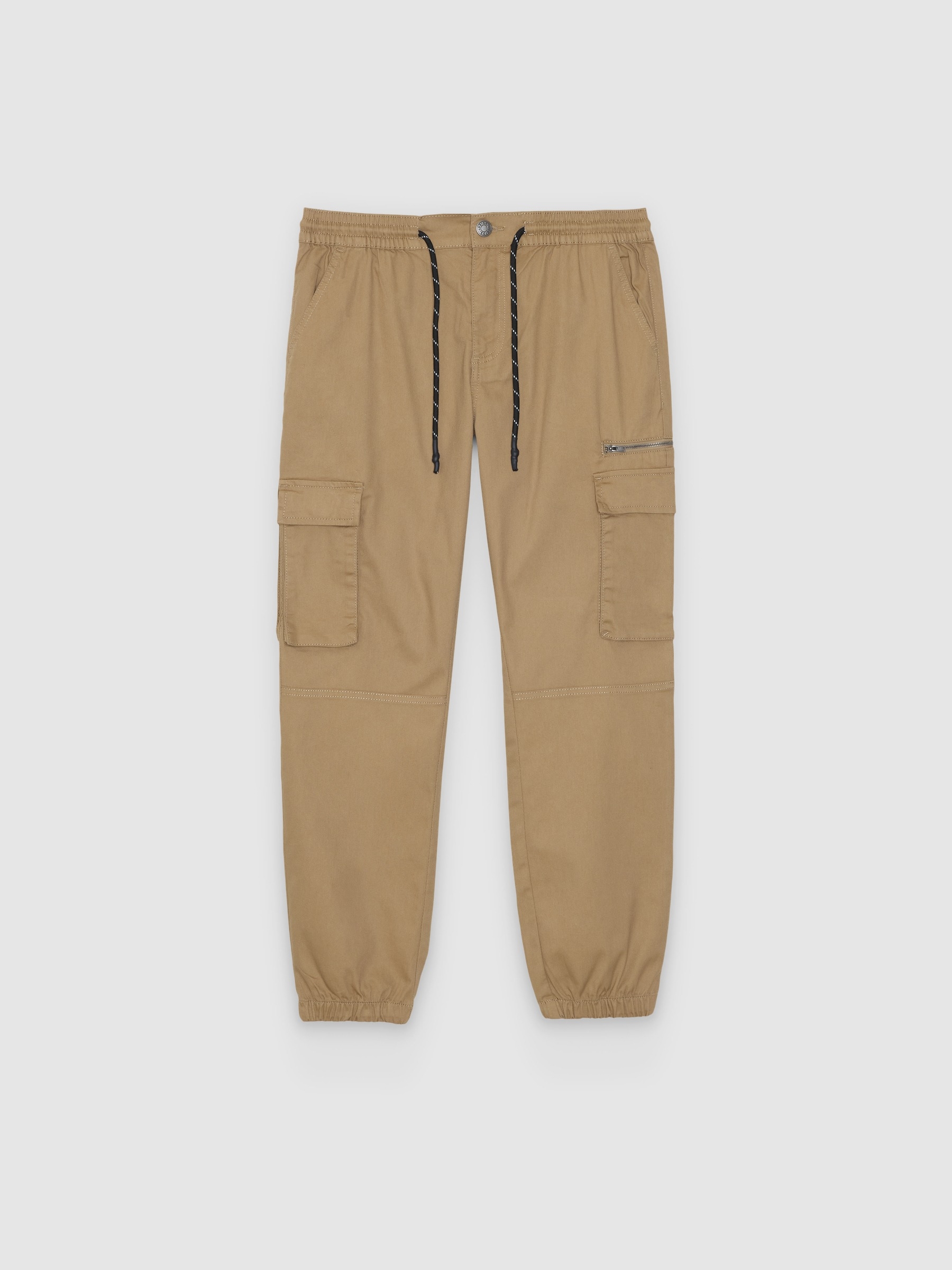 Pantalón jogger multibolsillos beige vista general frontal