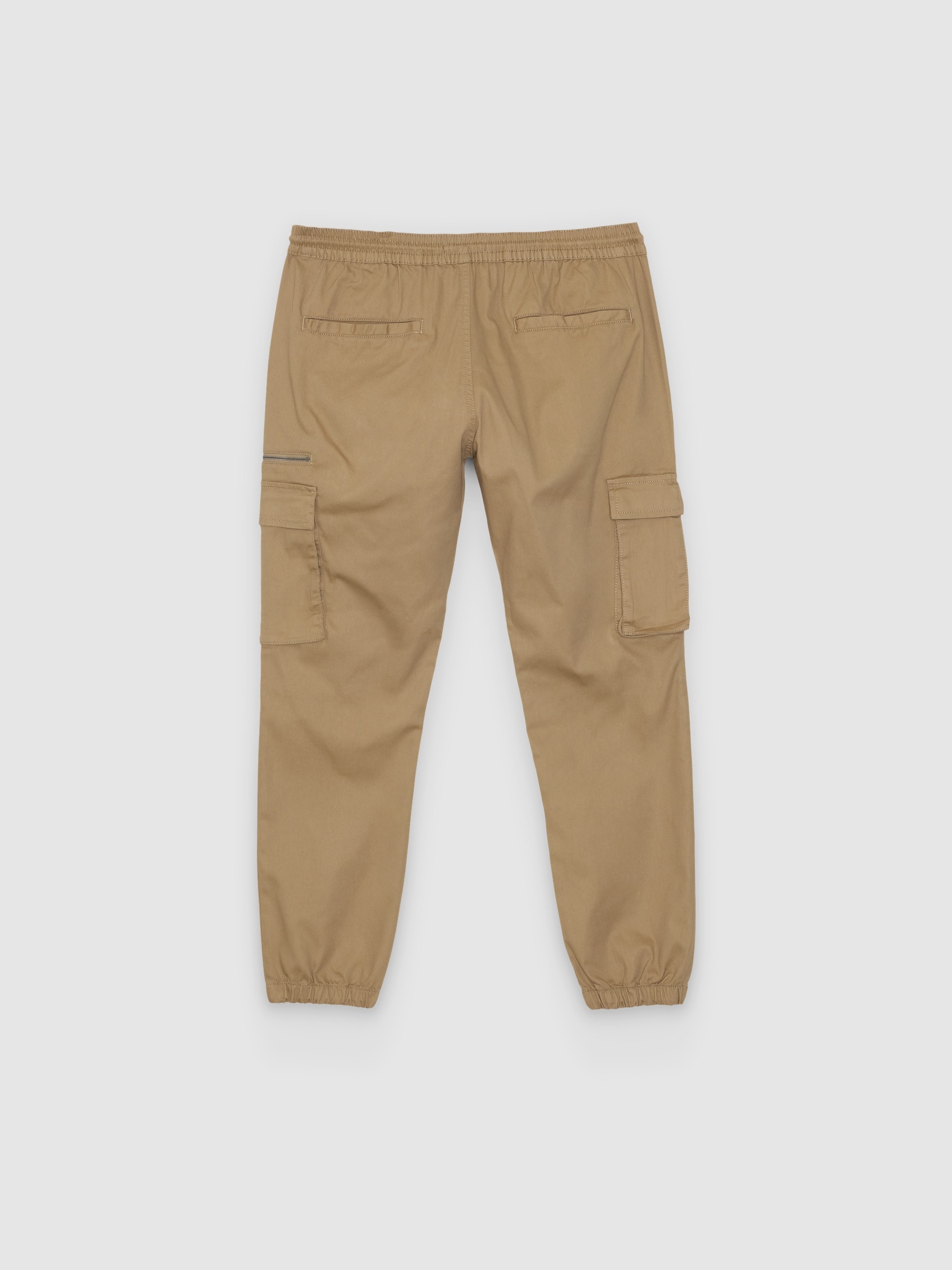 Calças jogger com vários bolsos bege vista geral frontal