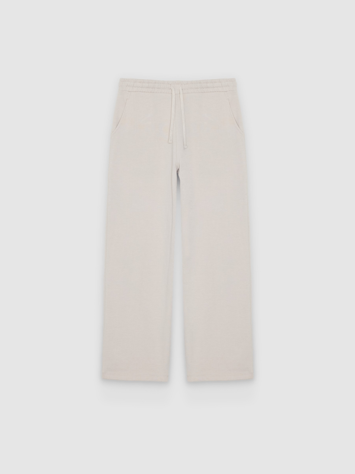 %Pto% Pantalón chándal wide leg crudo vista frontal