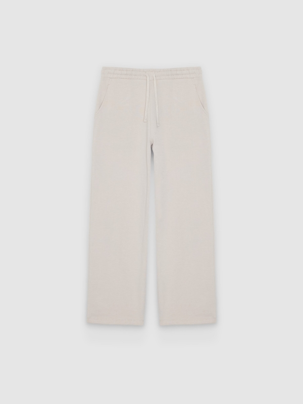  Pantalón chándal wide leg crudo vista frontal