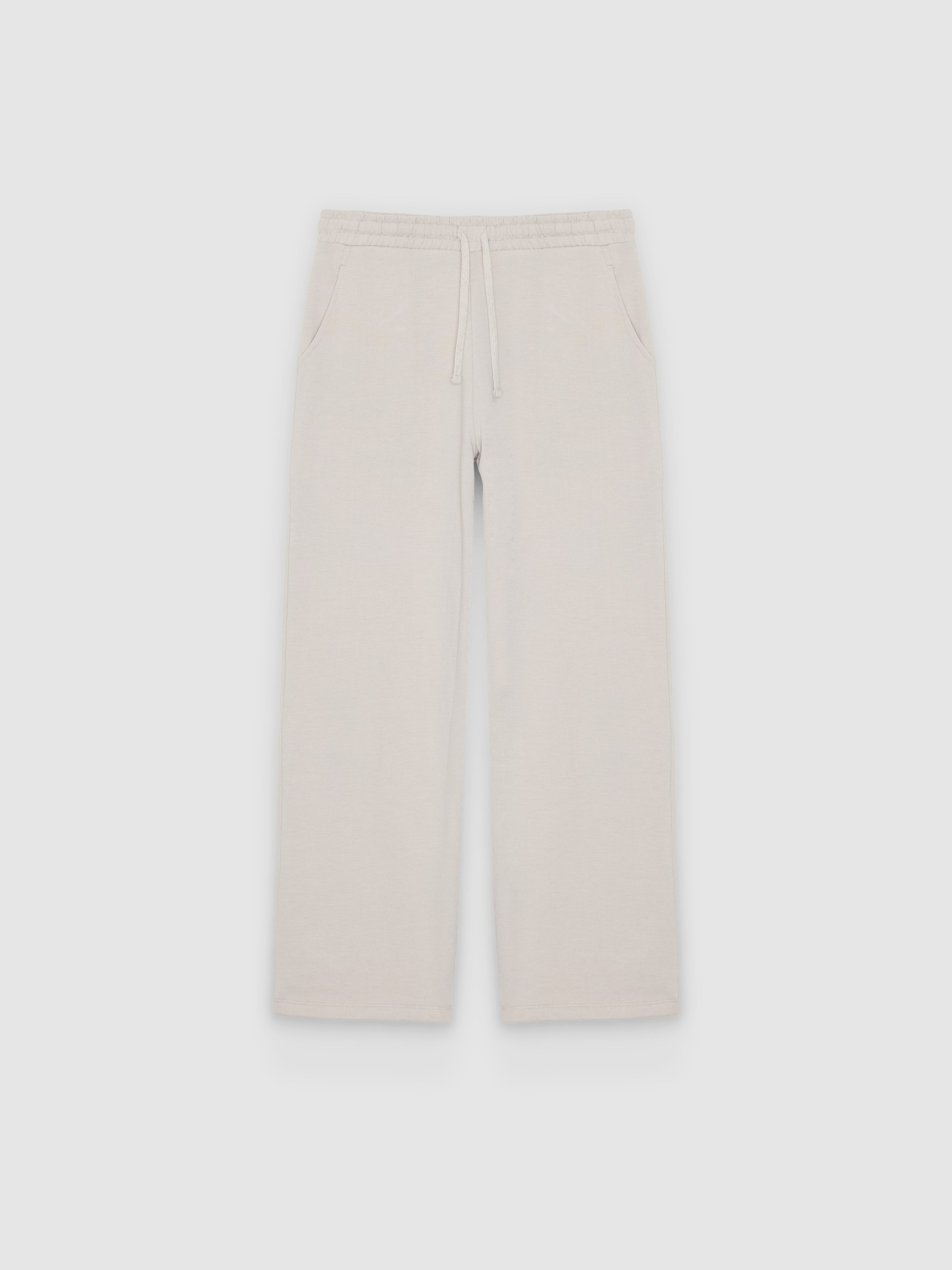 Calça de moletom wide leg crua vista geral frontal