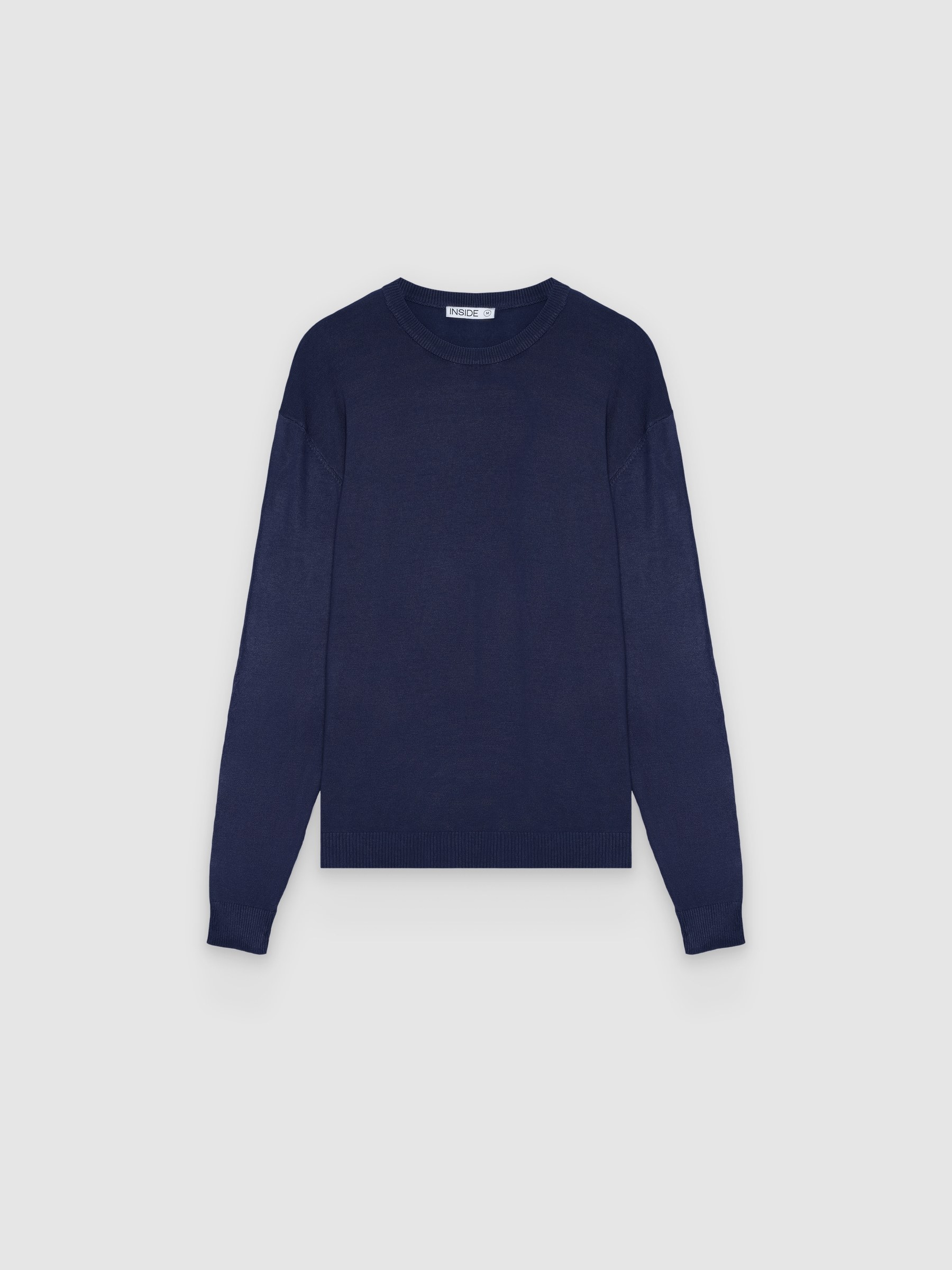  Plain knit jersey crew neck medium grey front view