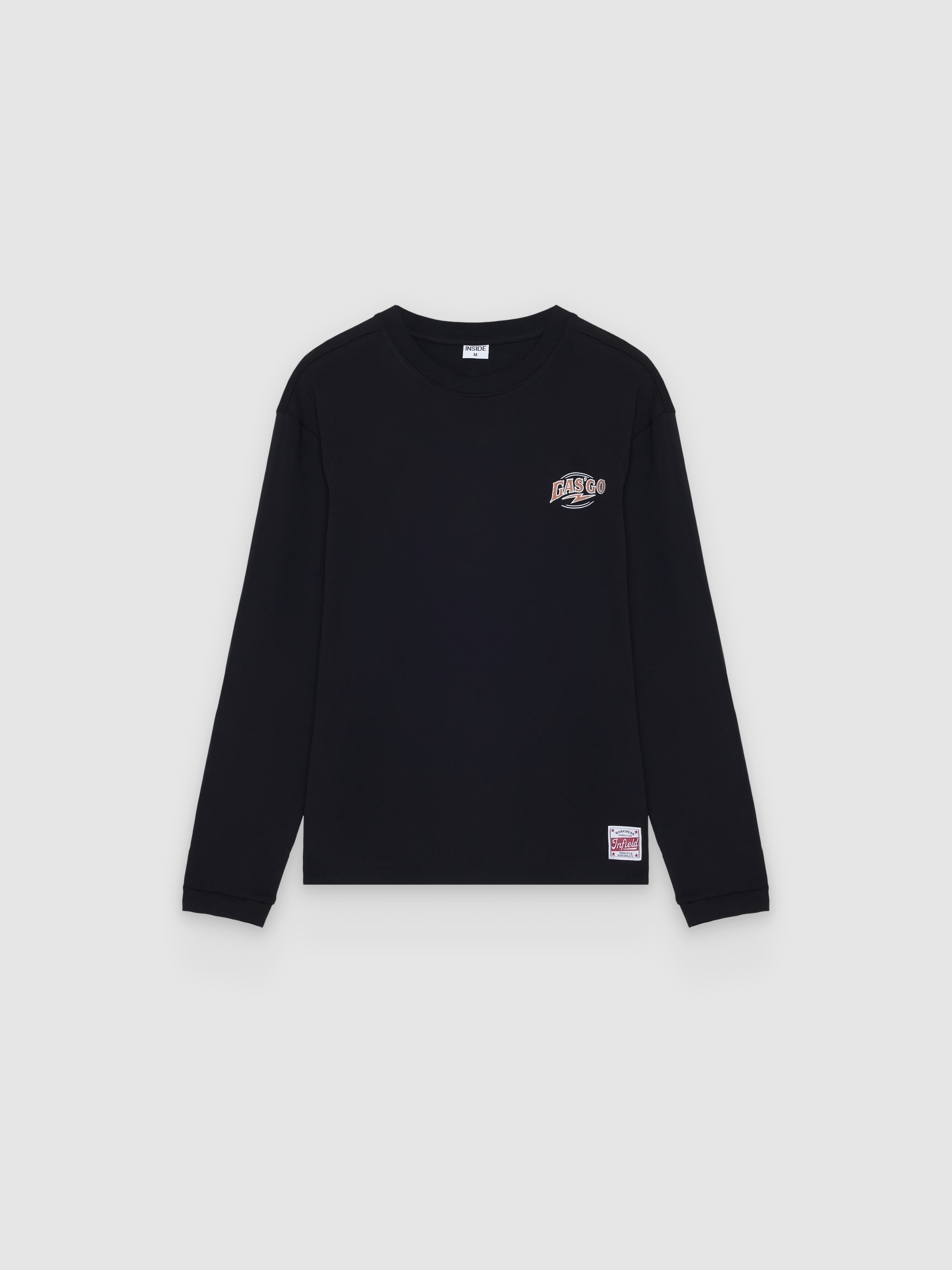 Long-sleeve motor T-shirt black middle front view