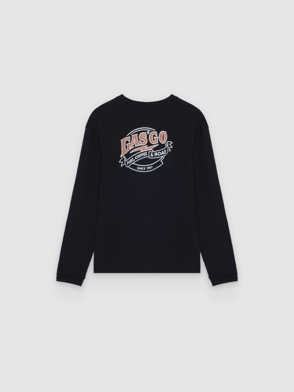 Long-sleeve motor T-shirt black back view