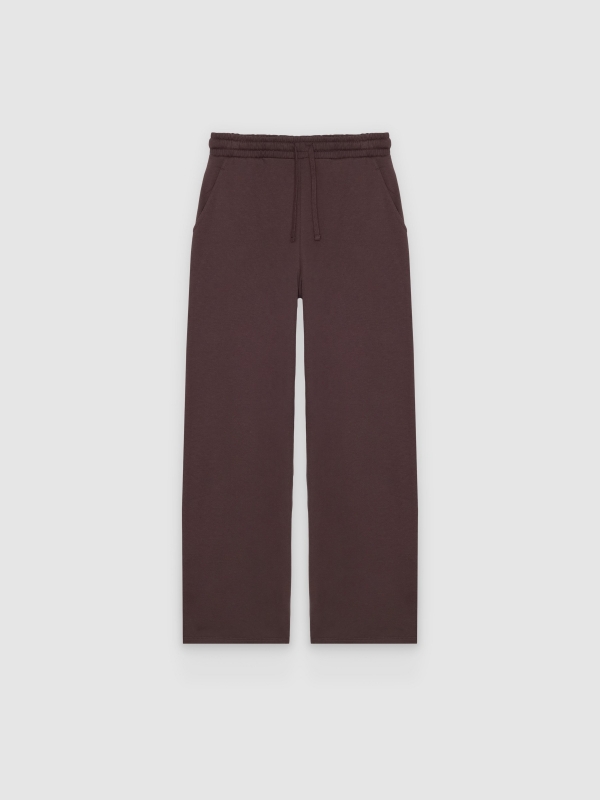  Calça de moletom wide leg chocolate vista frontal