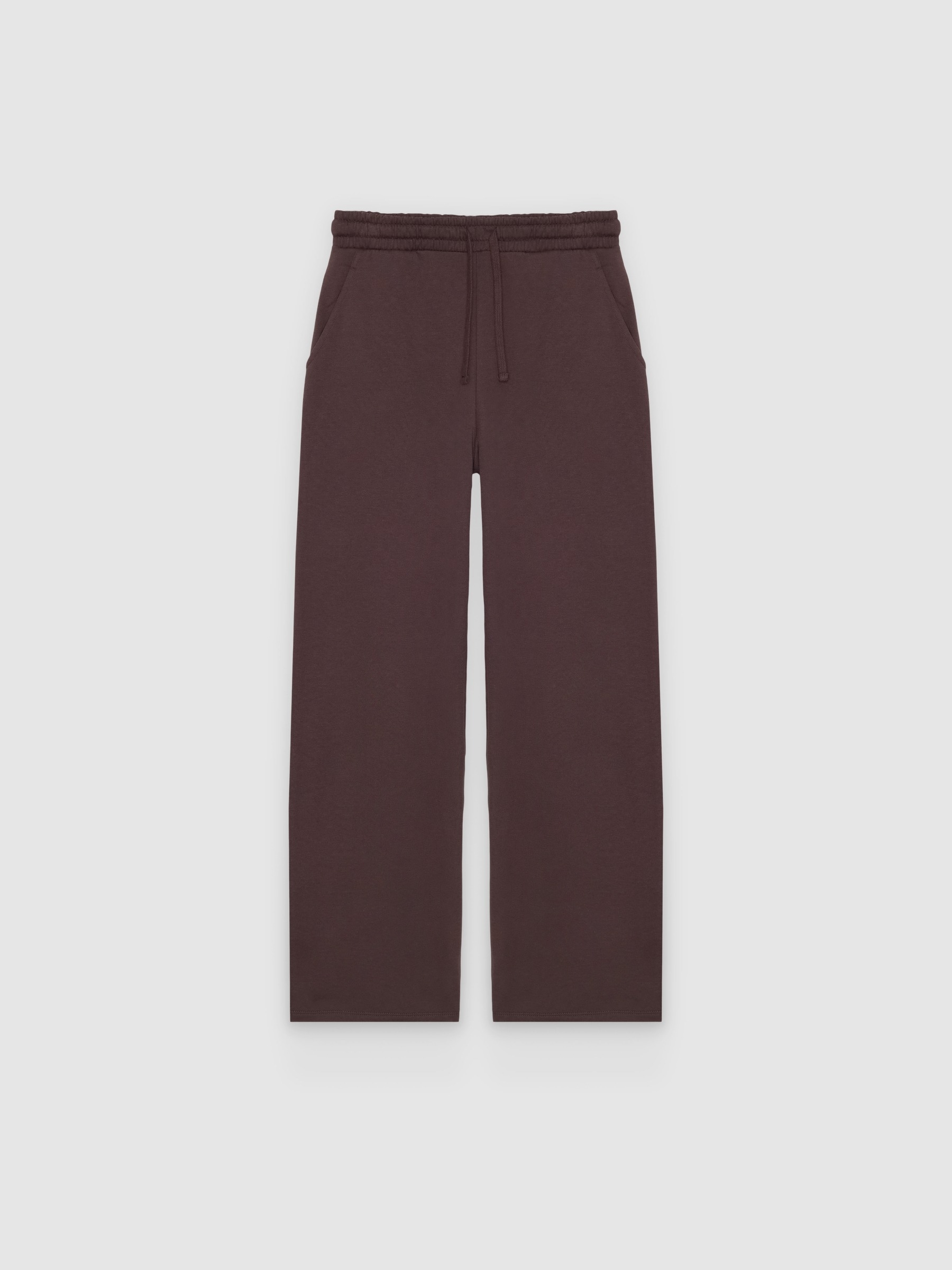 Calça de moletom wide leg chocolate vista geral frontal