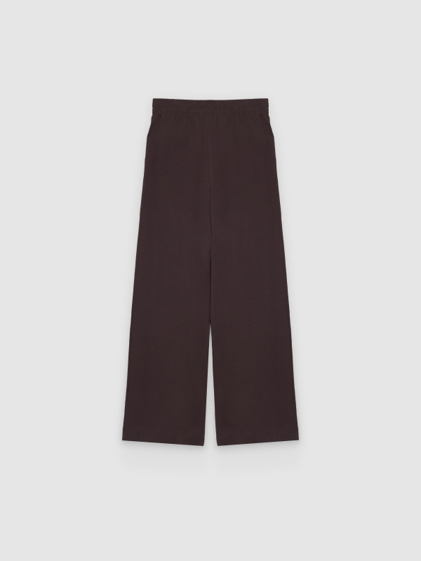  Calça fluida de algodão de cintura alta chocolate vista frontal