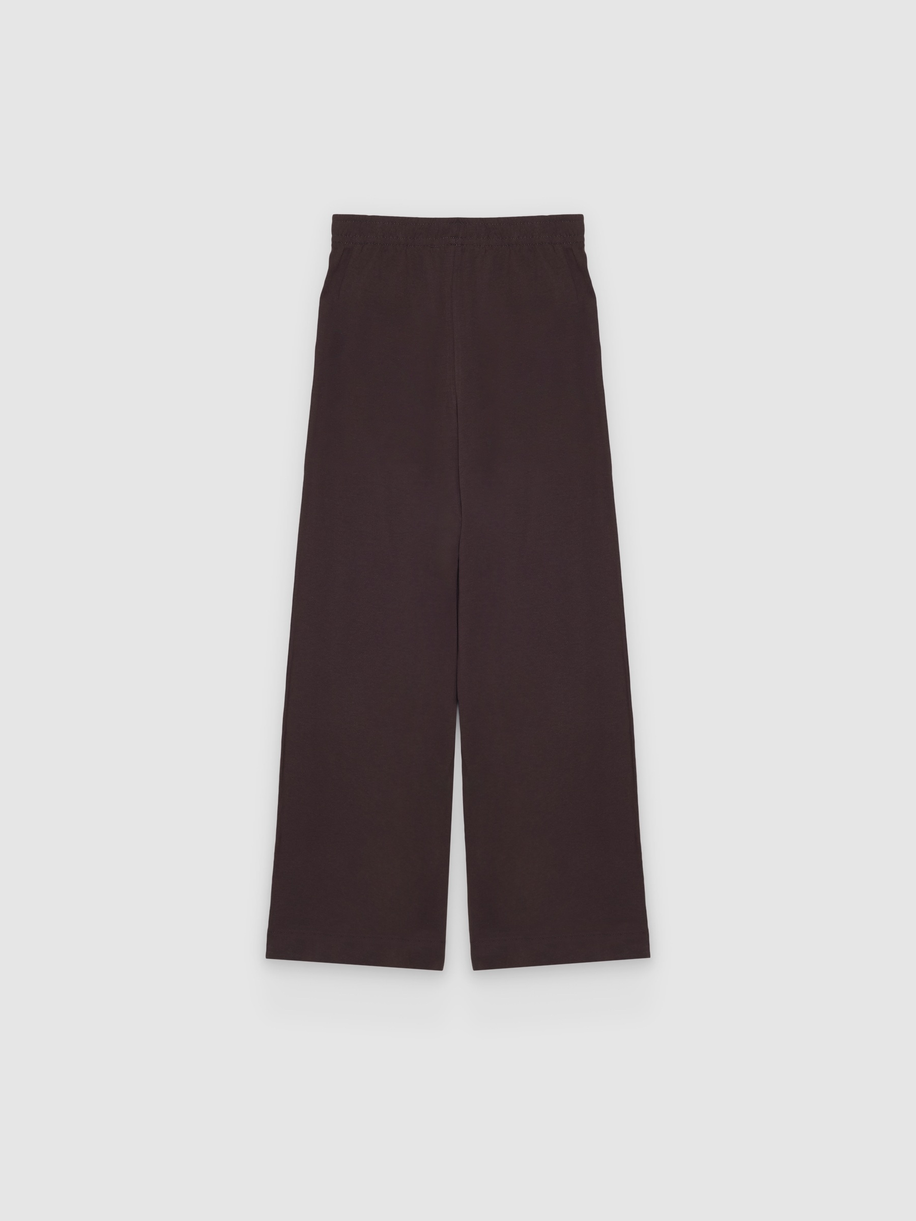  Calça fluida de algodão de cintura alta chocolate vista frontal