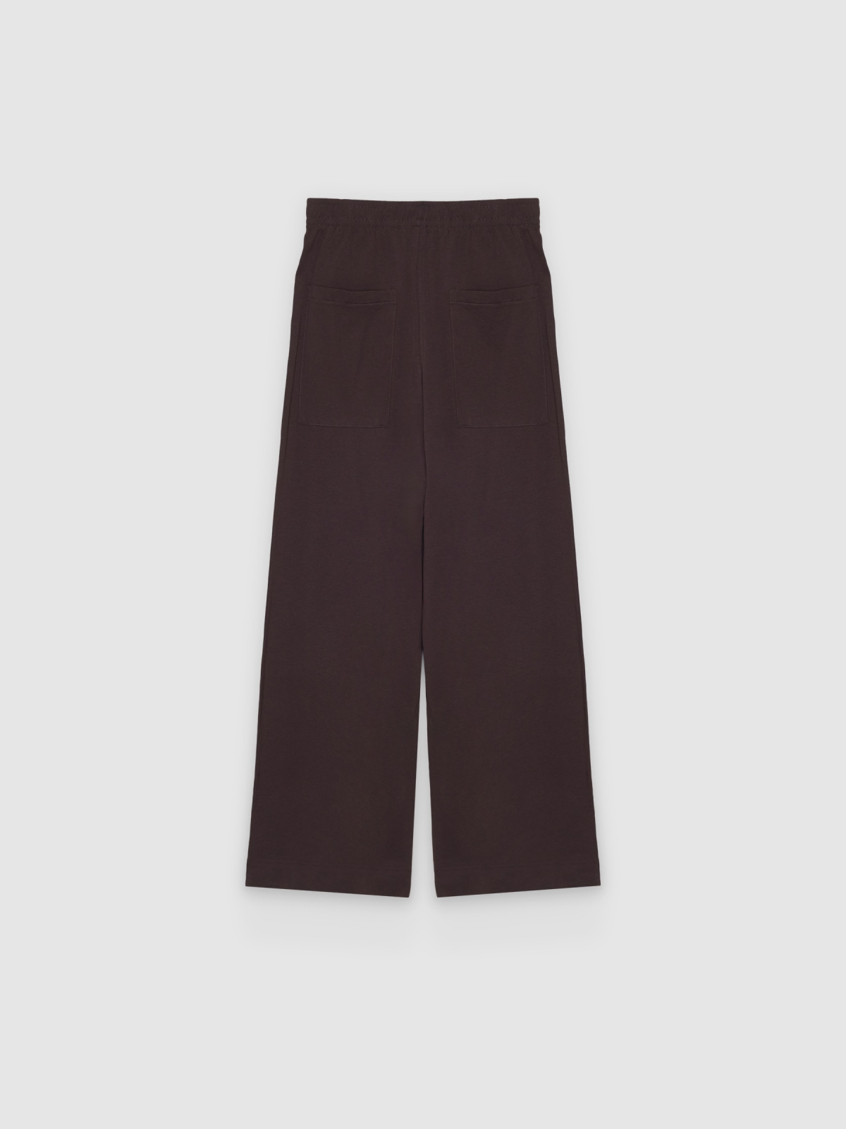 Calça fluida de algodão de cintura alta chocolate vista traseira