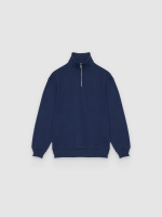 %Pto% Sudadera cremallera semicisne lisa azul marino vista frontal