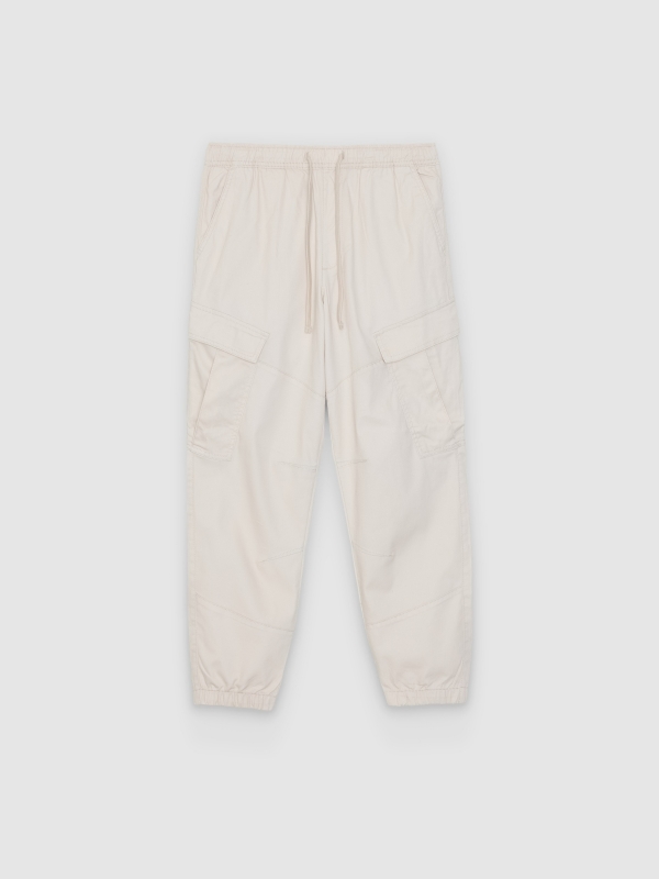  Calça cargo jogger de cintura alta crua vista frontal