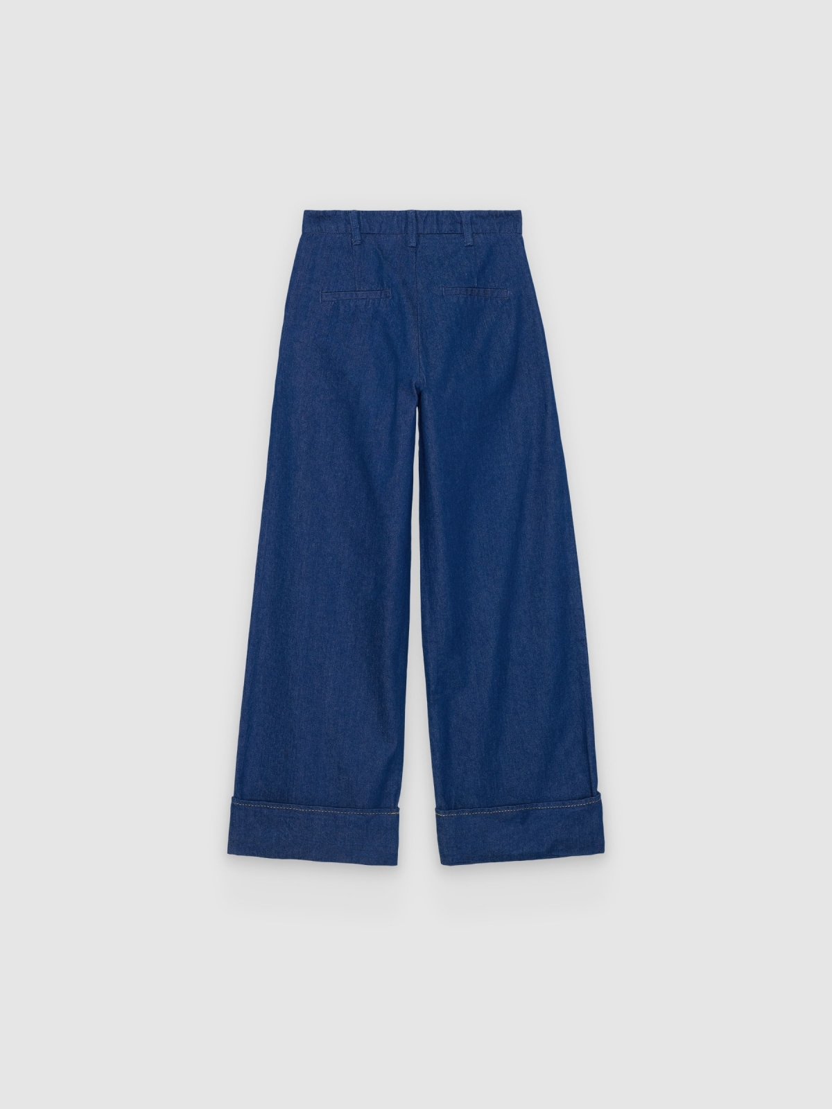 Wide-leg jeans with pleats dark blue back view
